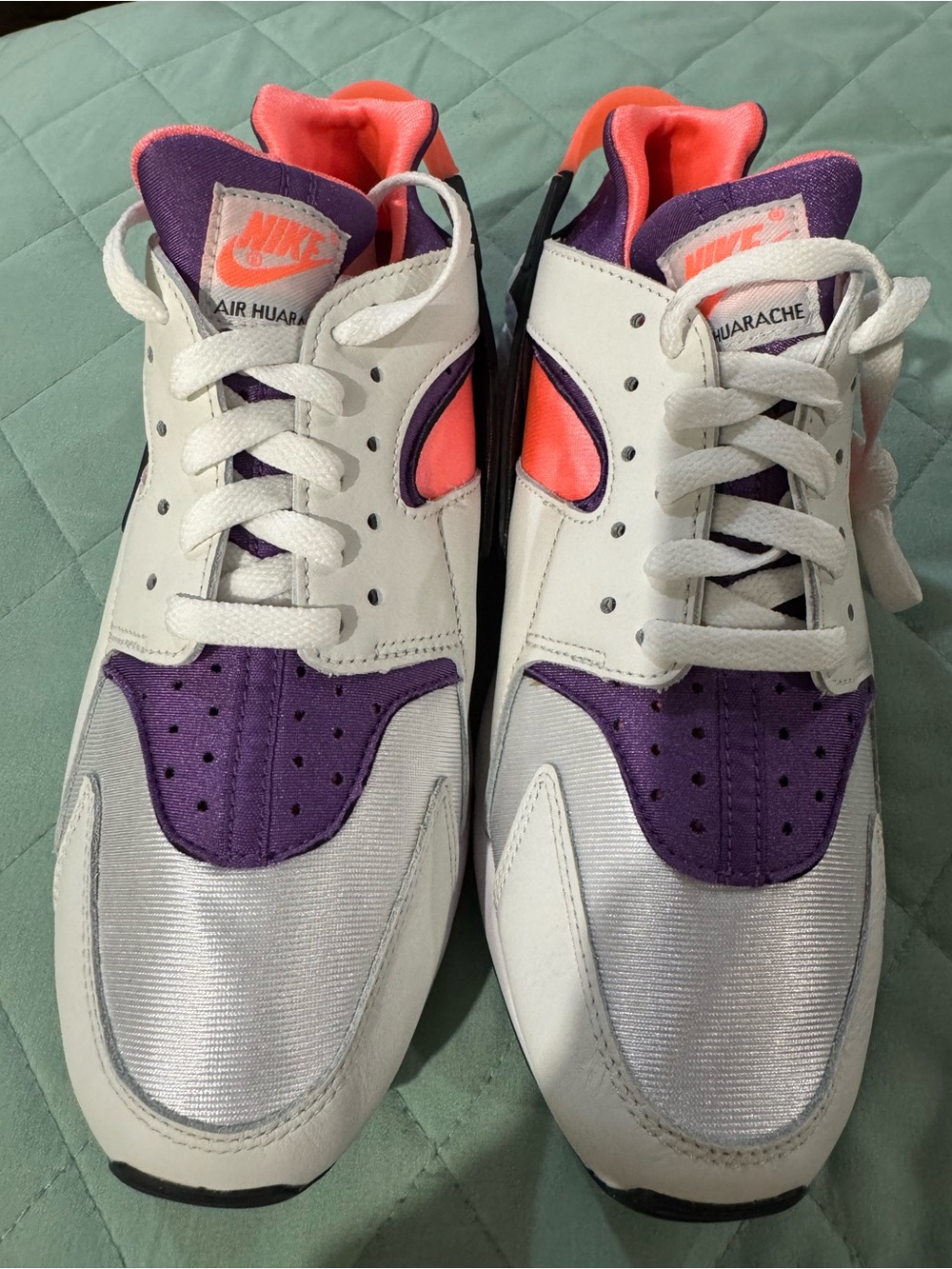 Nike Air Huarache Shoes - White/Purple/Coral